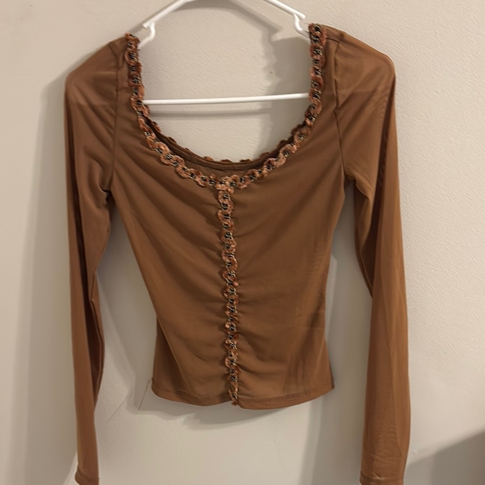 Brown Long Sleeve Top